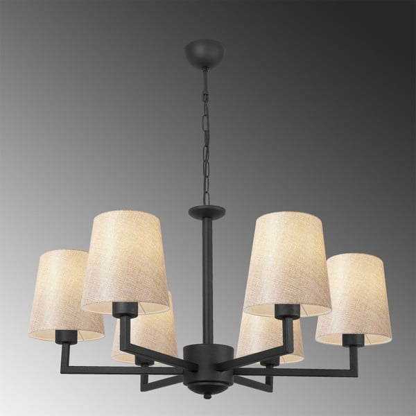 Melna piekaramā lampa ar auduma abažūru Profil – Opviq lights-image-3