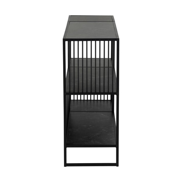 Melns grāmatplaukts ar akmens imitāciju 120x83 cm Strington – Actona-image-3