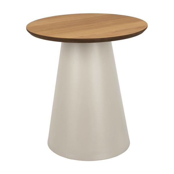 Krēmkrāsas/dabīga toņa apaļš žurnālgaldiņš ar ozolkoka imitācijas galda virsmu ø 45 cm Soli – Actona