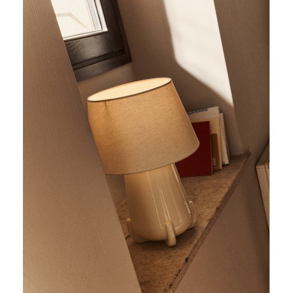 Bēša/ziloņkaula krāsas keramikas galda lampa (augstums 45,5 cm) Odra – Kave Home-image-1