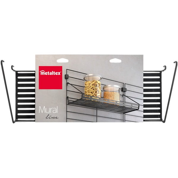 Melns metāla plaukts moduļu plauktu sistēmai 43x15 cm Mural – Metaltex-image-2