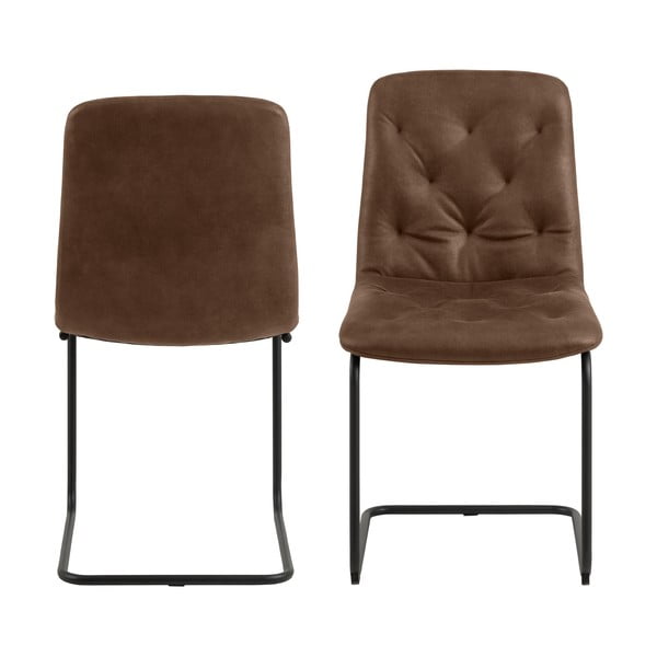 Brūni mākslīgās ādas pusdienu krēsli (2 gab.) Kira – Actona-image-2