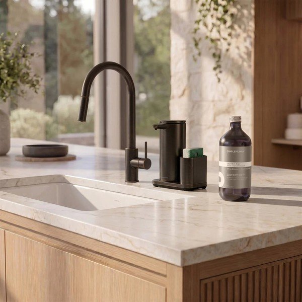 Bronzas krāsas metāla automātisks mazgāšanas līdzekļu turētājs – simplehuman-image-1