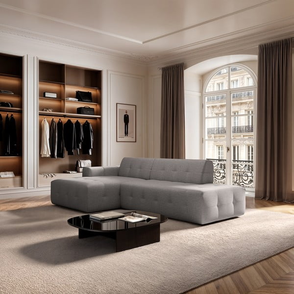 Pelēks stūra dīvāns (ar kreiso stūri/ar zvilni) Tuil – Rodier-image-1