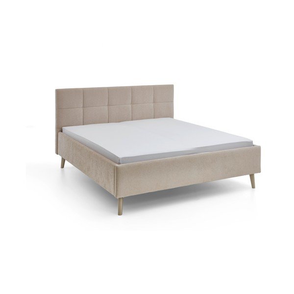 Bēša polsterēta divvietīga gulta bez režģa 180x200 cm Nova – Meise Möbel
