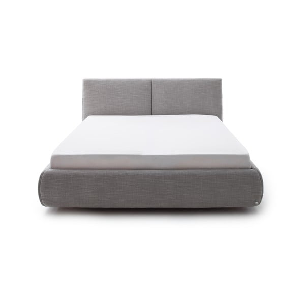 Pelēka polsterēta divvietīga gulta ar veļas kasti ar redelēm 180x200 cm Atesio – Meise Möbel-image-2