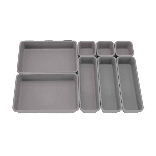 Pelēki plastmasas atvilktņu organizatori (8 gab.) – Addis-image-3