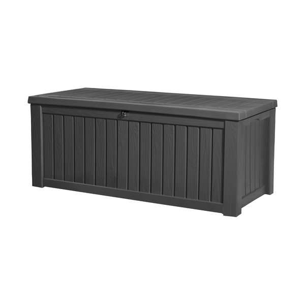 Antracīta pelēka plastmasas dārza uzglabāšanas kaste Rockwood – Keter