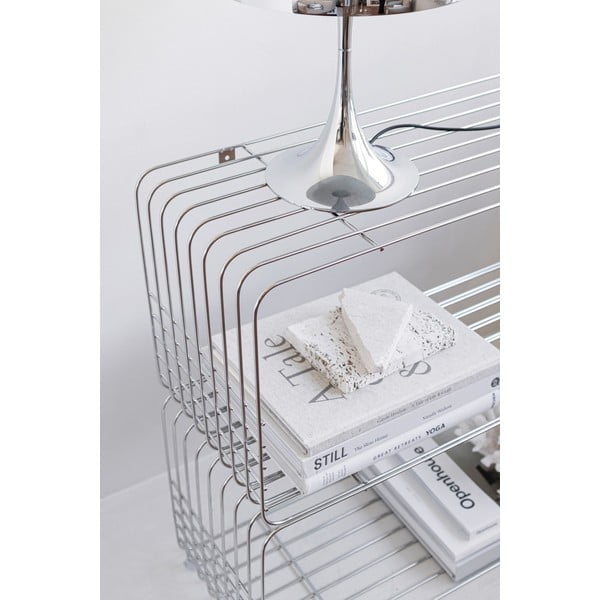 Spīdīgas sudraba krāsas metāla sienas grāmatplaukts 70x30 cm Wire – Mette Ditmer Denmark-image-3