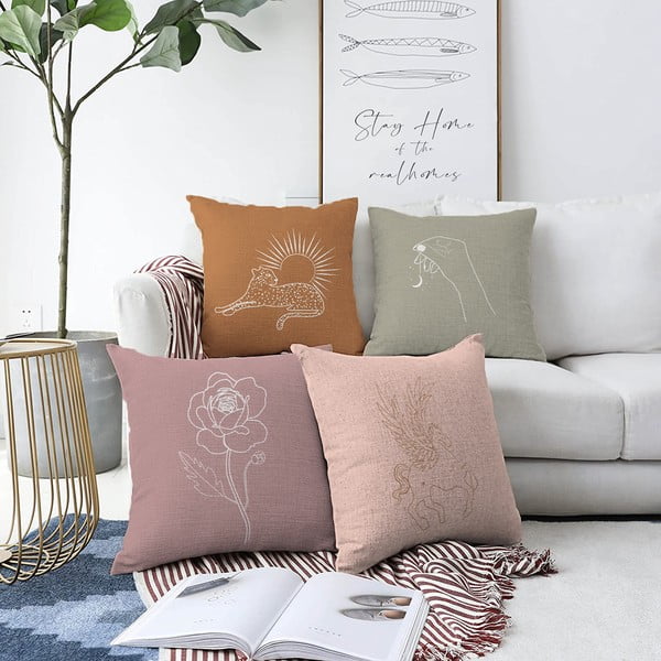 4 zīdainu spilvendrānu komplekts Minimalist Cushion Covers Unicorn, 55 x 55 cm