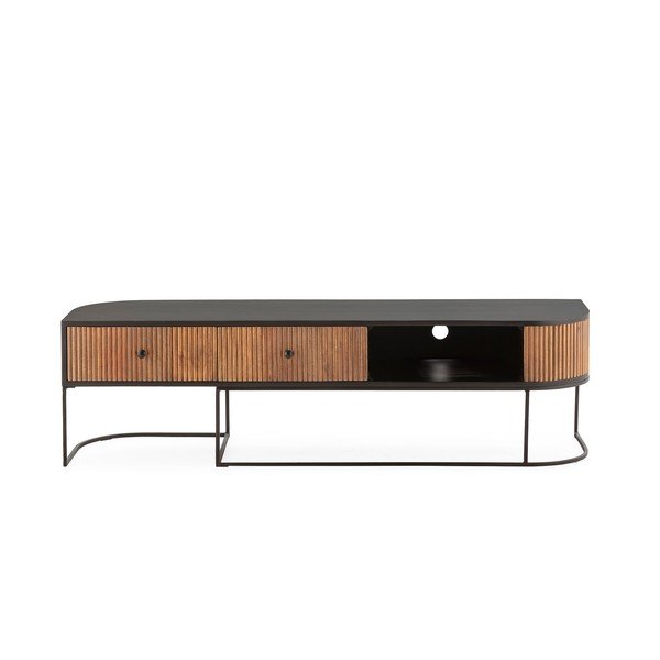 Dabīga toņa mango masīvkoka TV galdiņš 160x45x40 cm Curve – MOME-image-2