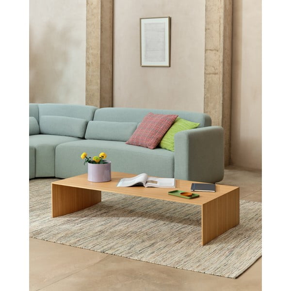 Gaiša dabīga toņa žurnālgaldiņš ar ozolkoka imitāciju 70x140 cm Litto – Kave Home-image-2