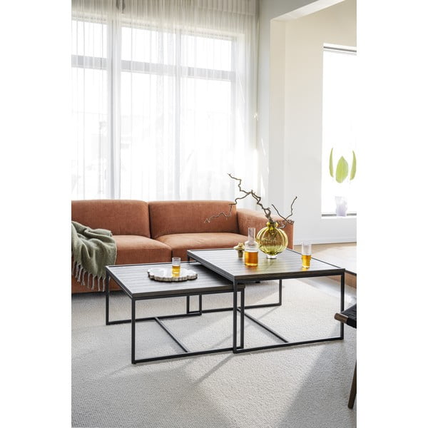 Tumši brūns žurnālgaldiņš ar ozola masīvkoka galda virsmu ø 80 cm Deerfield – Rowico-image-3