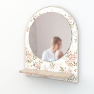 Sienas spogulis ar plauktu ø 35 cm Roses – Dekornik