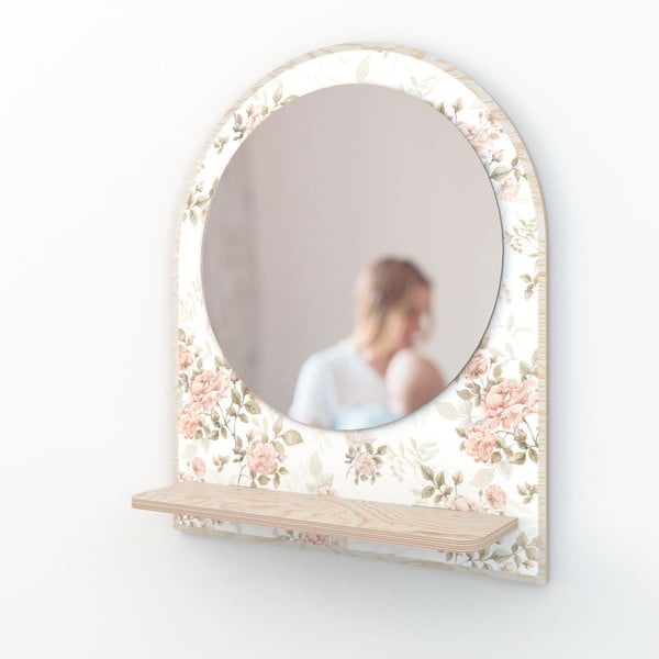Sienas spogulis ar plauktu ø 35 cm Roses – Dekornik
