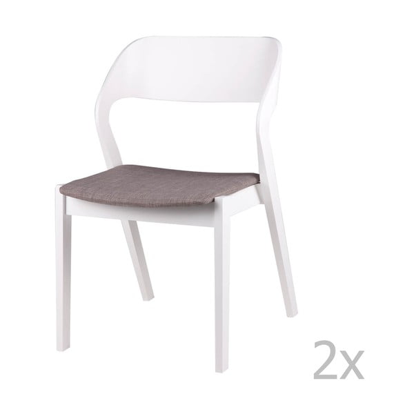 2 baltu pusdienu krēslu komplekts ar pelēku sēdekļa spilvenu sømcasa Bianca