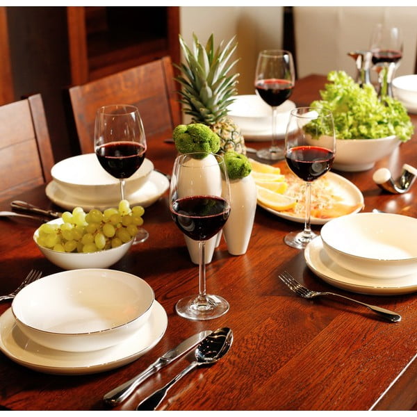 Šķīvju un bļodu komplekts ar sudraba svītrām, 15 gab.-image-1