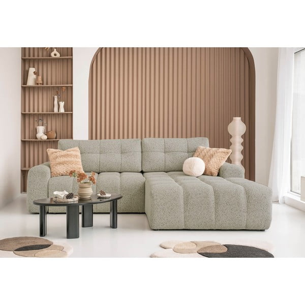 Gaiši brūns salokāms modulārais stūra dīvāns ar uzglabāšanas vietu (ar labo stūri) Lulu – Miuform-image-1