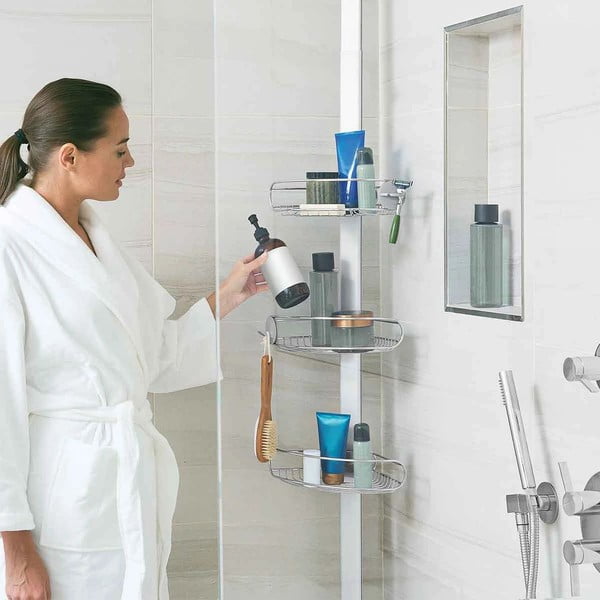 Pelēks regulējams metāla vannas istabas plaukts – simplehuman-image-1