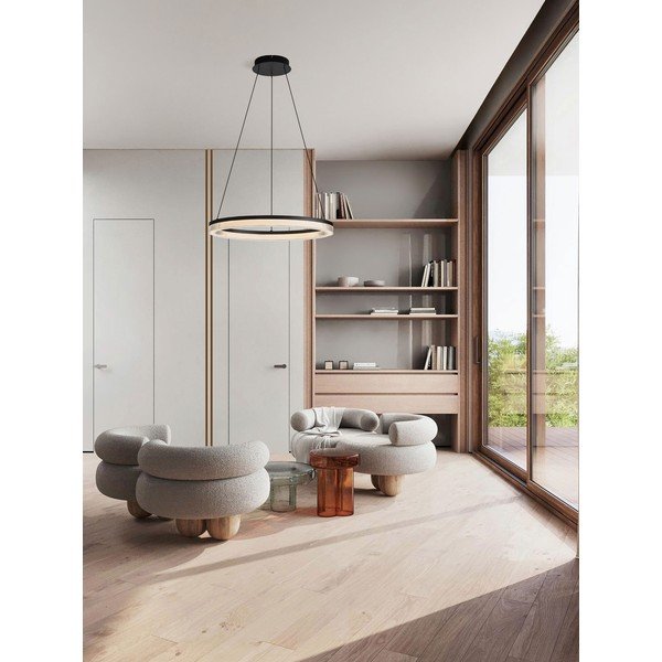 Matēti melna alumīnija LED piekaramā lampa ar regulējamu spilgtumu ar akrila stikla abažūru ø 60 cm Lonela – Nova Luce-image-2