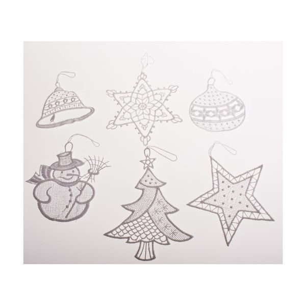 Tekstila Ziemassvētku eglītes rotājumi (6 gab.) 11 cm Knit – Dakls-image-1