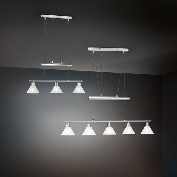 Sudraba krāsas piekaramā lampa ar stikla abažūru Stamina – Trio-image-2