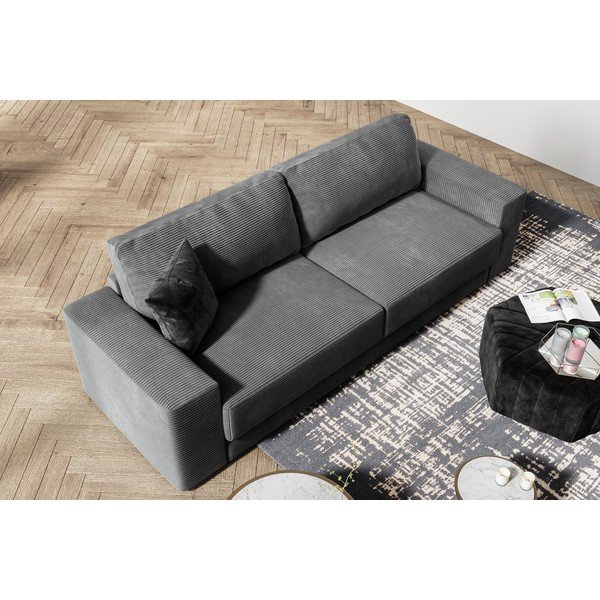 Pelēks velveta izvelkamais dīvāns Milo Casa Donatella-image-1