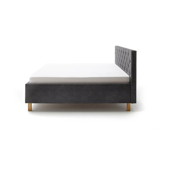 Tumši pelēka polsterēta divvietīga gulta ar veļas kasti ar redelēm 180x200 cm San Remo – Meise Möbel-image-3