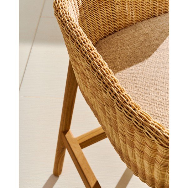 Dabīga toņa polsterēts/rotangpalmas dārza bāra krēsls Galea – Kave Home-image-3