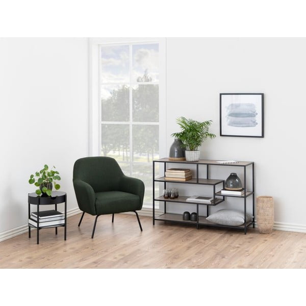 Melns/dabīga toņa grāmatu plaukts ar ozolkoka imitāciju 114x78 cm Seaford – Actona-image-1