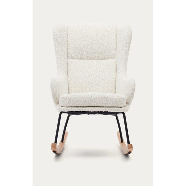 Balts šūpuļkrēsls no buklē auduma Maustin – Kave Home-image-2