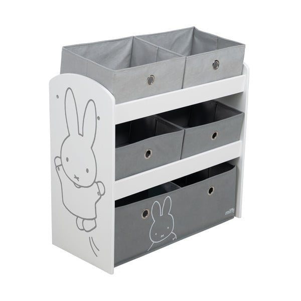 Balts/pelēks bērnu rotaļlietu organizators 63,5x29,5x60 cm Miffy – Roba