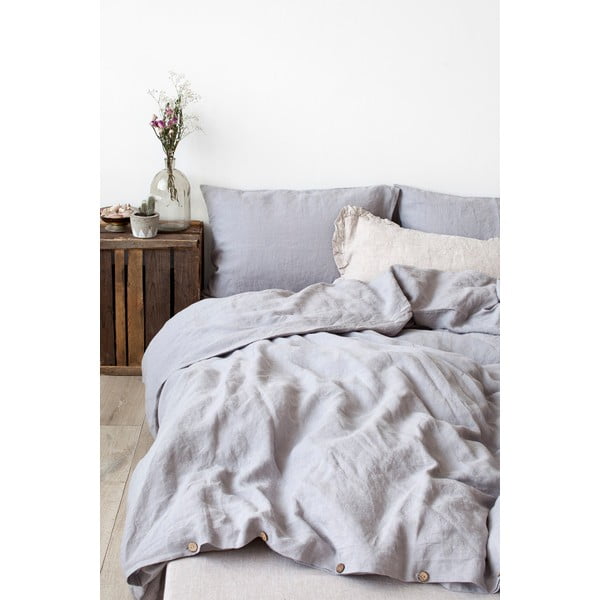 Gaiši pelēks lina spilvendrānas pārvalks Linen Tales, 70 x 90 cm-image-1