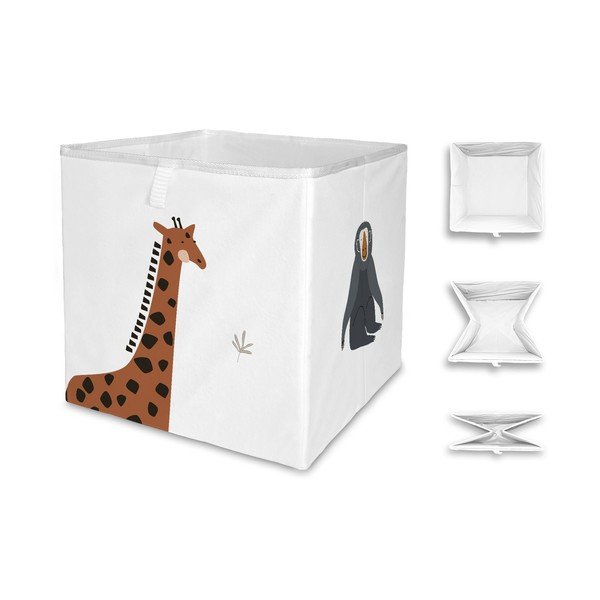 Balts tekstila bērnu rotaļlietu organizators 32x32x32 cm Safari Animals – Butter Kings-image-2