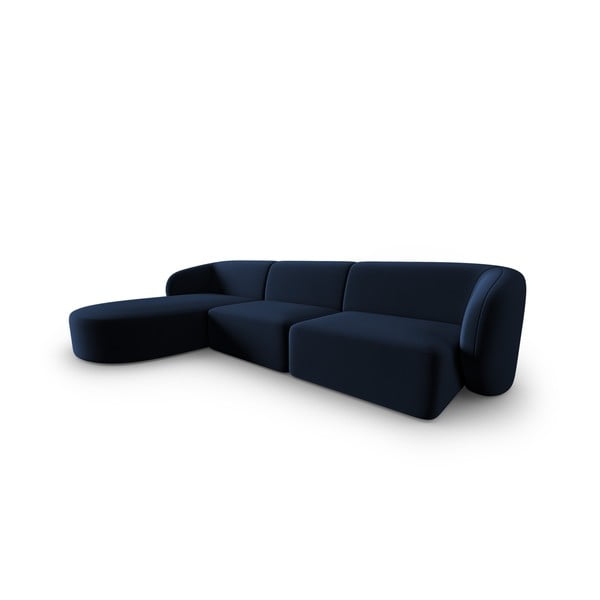 Zils samta stūra dīvāns (ar kreiso stūri/ar zvilni) Paolo – Milo Casa-image-1