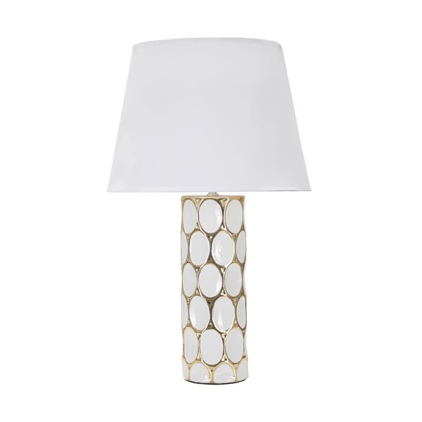 Balta/zelta krāsas keramikas galda lampa ar auduma abažūru (augstums 56 cm) Glam Carv – Mauro Ferretti