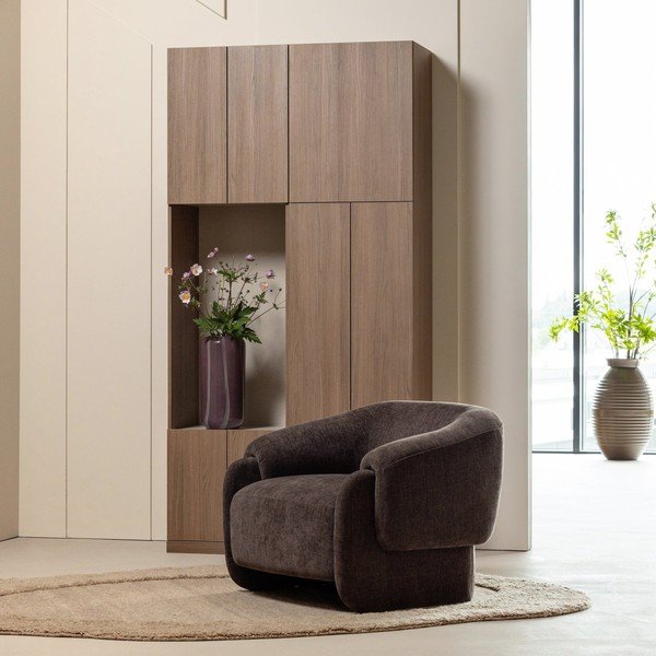 Tumša dabīga toņa modulārais skapis 108x215 cm Build – WOOOD-image-1