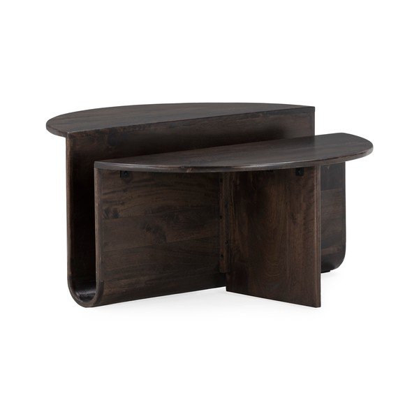 Tumši brūns mango masīvkoka apaļš žurnālgaldiņš ø 80 cm Divya – MOME