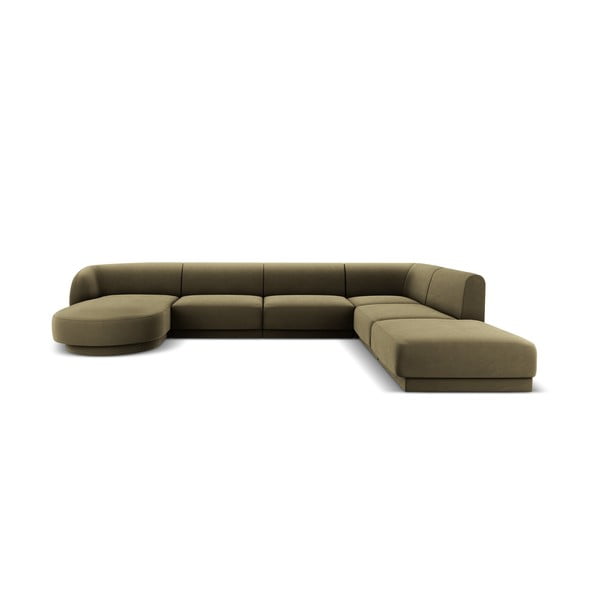 Zaļš samta stūra dīvāns (ar labo stūri/"U" veida) Miley  – Micadoni Home