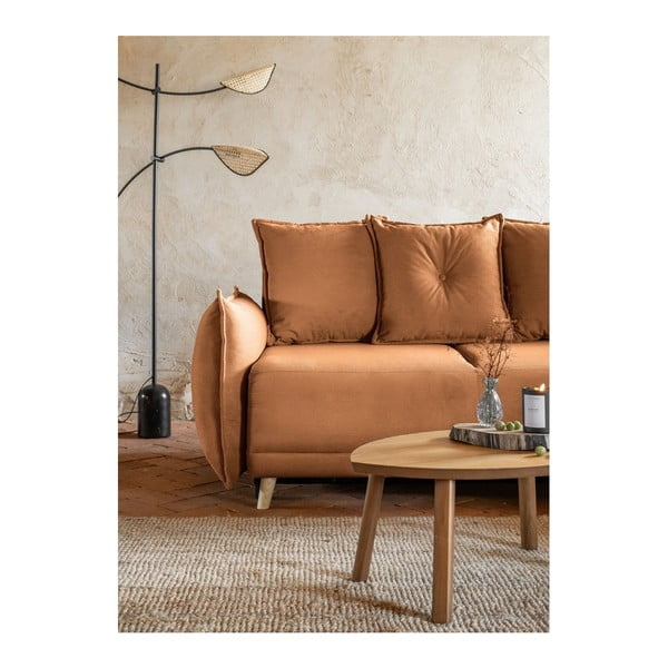 Ķieģeļu sarkans velveta salokāms stūra dīvāns (ar maināmu stūri) Lazy Lukka – Miuform-image-4