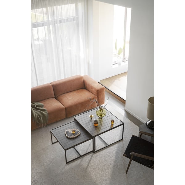 Tumši brūns žurnālgaldiņš ar ozola masīvkoka galda virsmu ø 80 cm Deerfield – Rowico-image-1