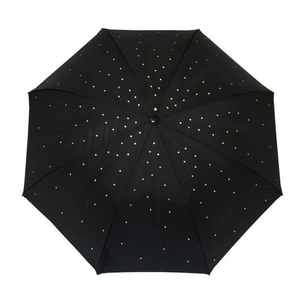 Melns skūšanās lietussargs ar baltiem punktiem Strass, ⌀ 97 cm