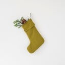 Tekstila Ziemassvētku zeķe Moss Green – Linen Tales