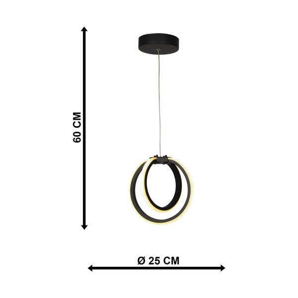 Melna metāla LED piekaramā lampa ø 25 cm Sezen – Squid Lighting-image-4