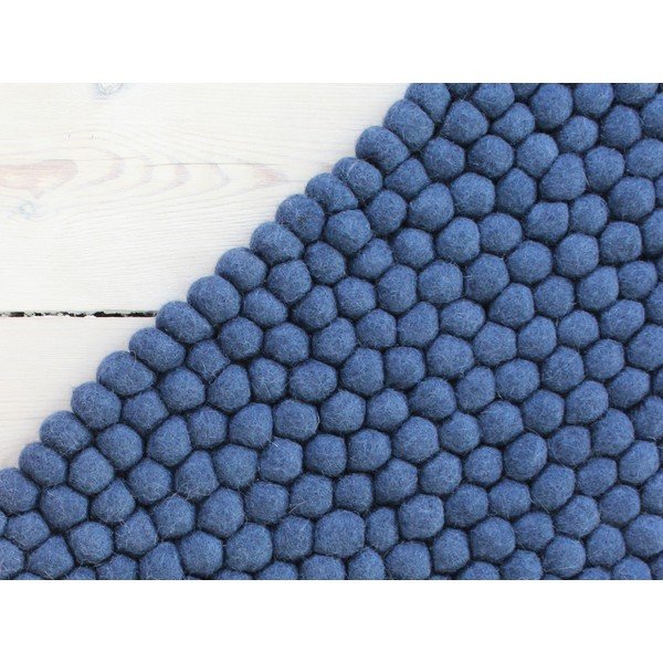 Zils vilnas bumbiņu paklājs Wooldot Ball Rugs, 100 x 150 cm-image-1