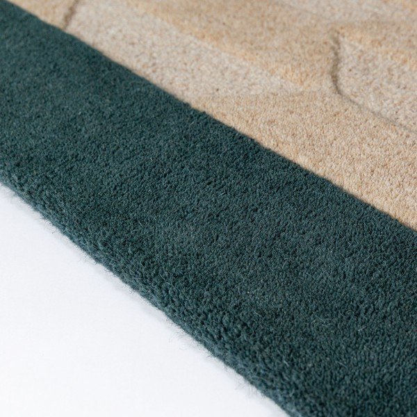 Dabīga toņa/zilganzaļš ar rokām darināts vilnas celiņa paklājs 60x230 cm Apex Border Wool – Flair Rugs-image-4