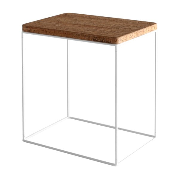 Custom Form Estimo saliekamais galds ar korķa virsmu un baltu konstrukciju, platums 53 cm