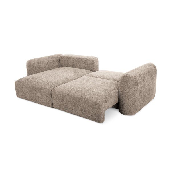 Gaiši brūns salokāms stūra dīvāns no šenila auduma ar uzglabāšanas vietu (ar kreiso stūri/ar zvilni) Mele – Makamii-image-2