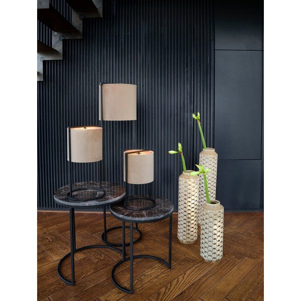 Melna/bēša galda lampa (augstums 35 cm) Santos – Light & Living-image-1