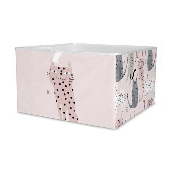Gaiši rozā tekstila bērnu rotaļlietu organizators 32x32x20 cm Meow Meow – Butter Kings